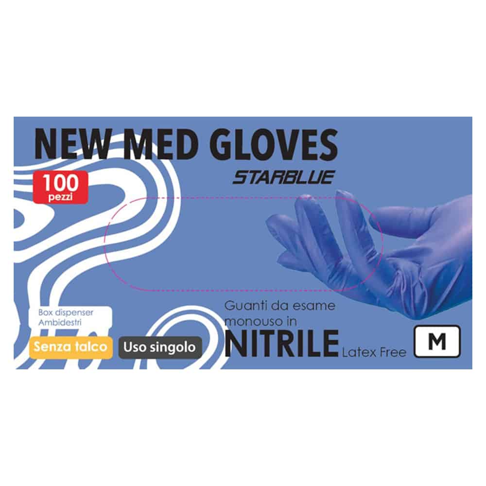 Guanto nitrile blu senza polvere 100 pz. Starblue New Med