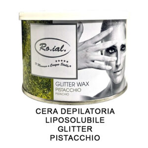 Barattolo cera depilatoria liposolubile glitter pistacchio 400 ml. Roial CER4304 8055719343049